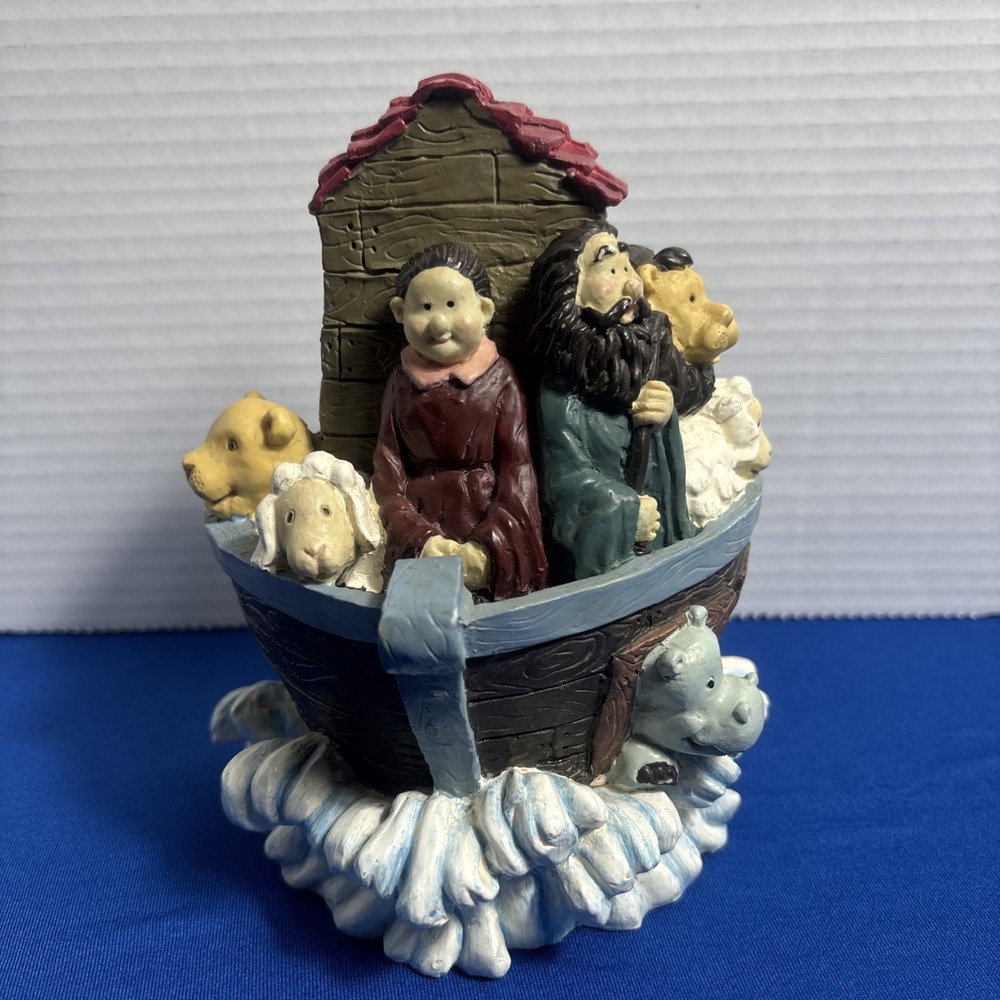 Resin Noah Ark Noah Wife And Animals 7" Very Strudy Religious